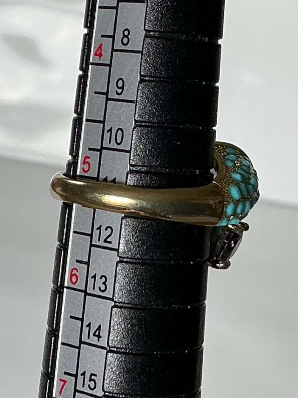 Sterling Silver Bypass Ring Gold Tone Amethyst Turquoise Pavé Style 925 - Picture 7 of 16